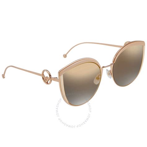 fendi 0290|Fendi Gold Mirror Cat Eye Ladies Sunglasses FF 0290/S 0IJS.